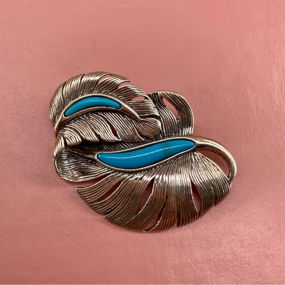 Carolyn Pollack Jewelry - Carolyn Pollack Sterling Spirit Feather Turquoise Pin